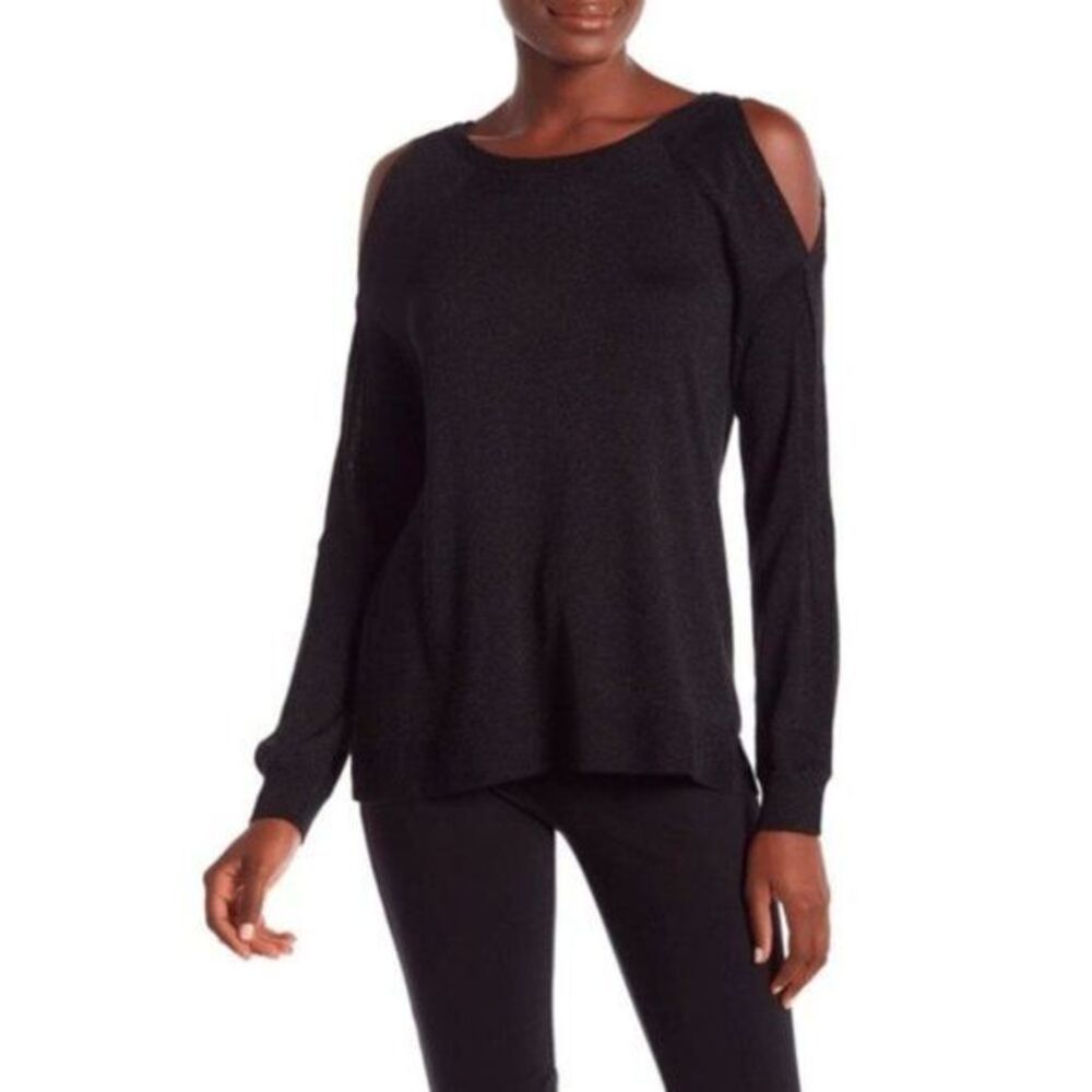 Vince Camuto Black Cold Shoulder Long Sleeve Sz M